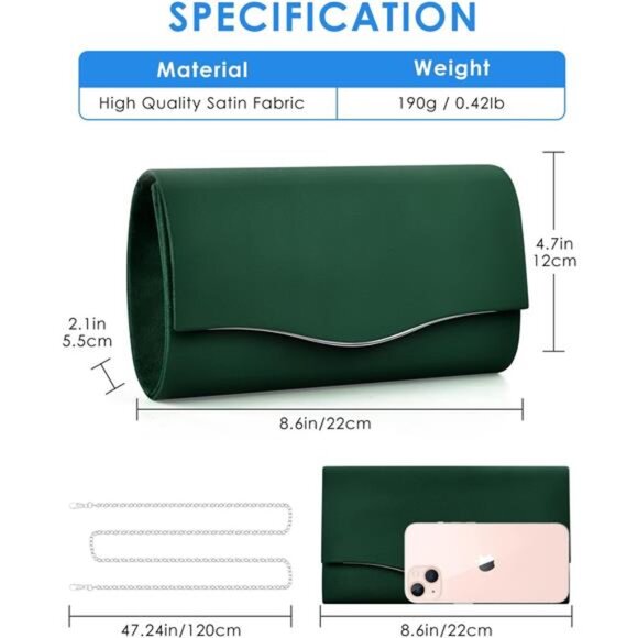 Clutch Formal Evening Bags Green - Picture 2 of 7